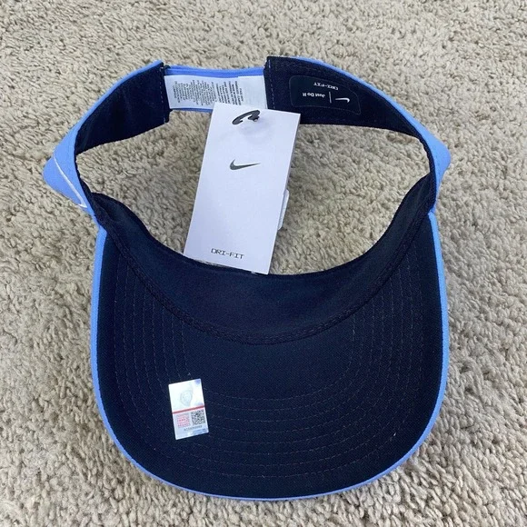 North Carolina Tar Heels UNC Visor Nike  Dri-Fit Adjustable Blue Swoosh Golf Cap - Picture 5 of 7